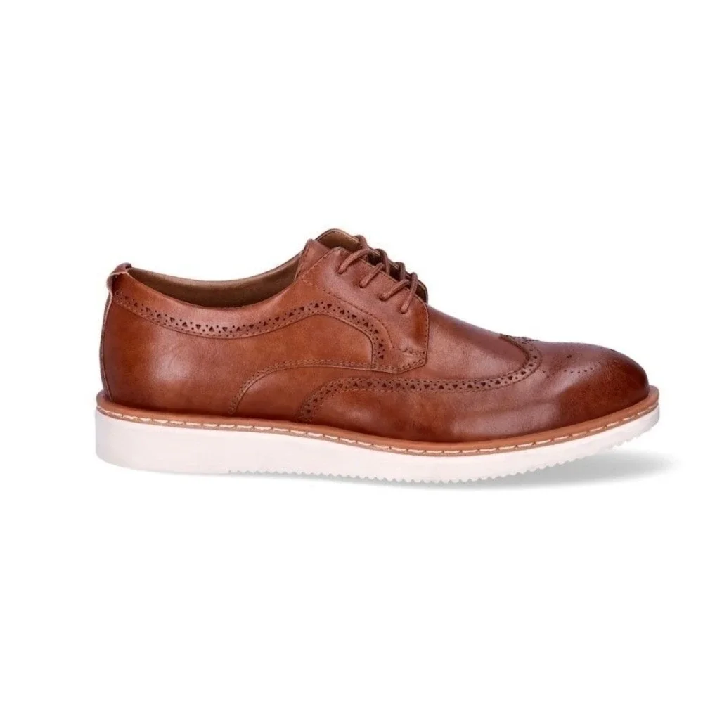 George Mens Jonaah Wingtip Oxford Dress Shoes Brown Size‎ 13 Memory Foam New